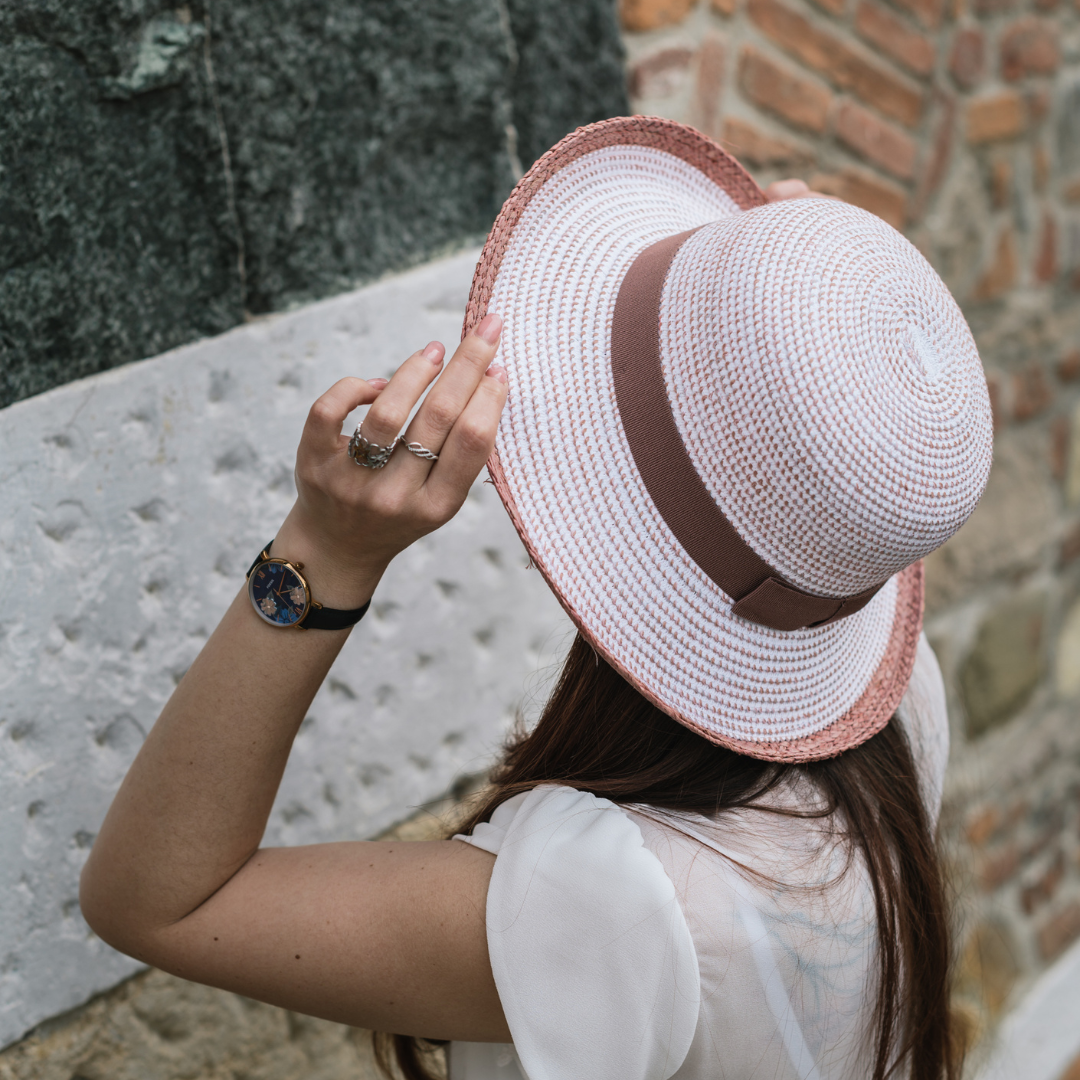 Bi-color raffia hat