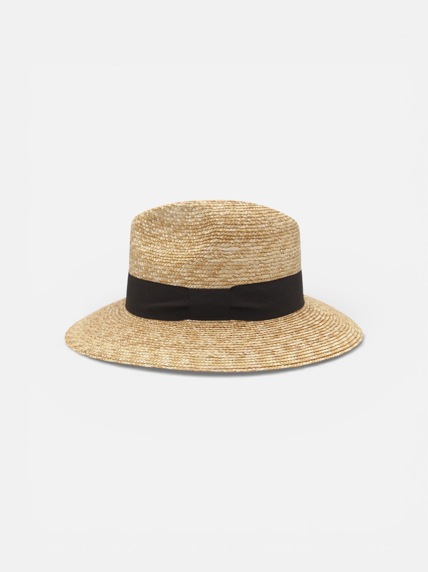 Cappello di paglia uomo modello Buttero con tesa larga e nastro marrone gros-grain.